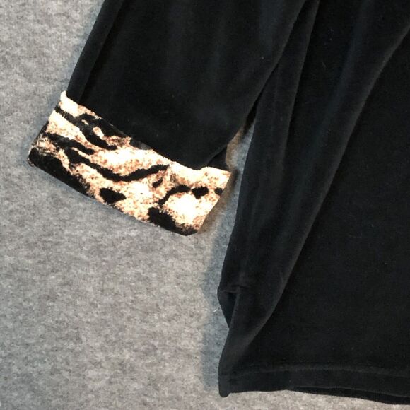 Jason Maxwell Shirt Womens XL Black Velour Leopard Print Sweater Pullover Casual - Picture 3 of 10
